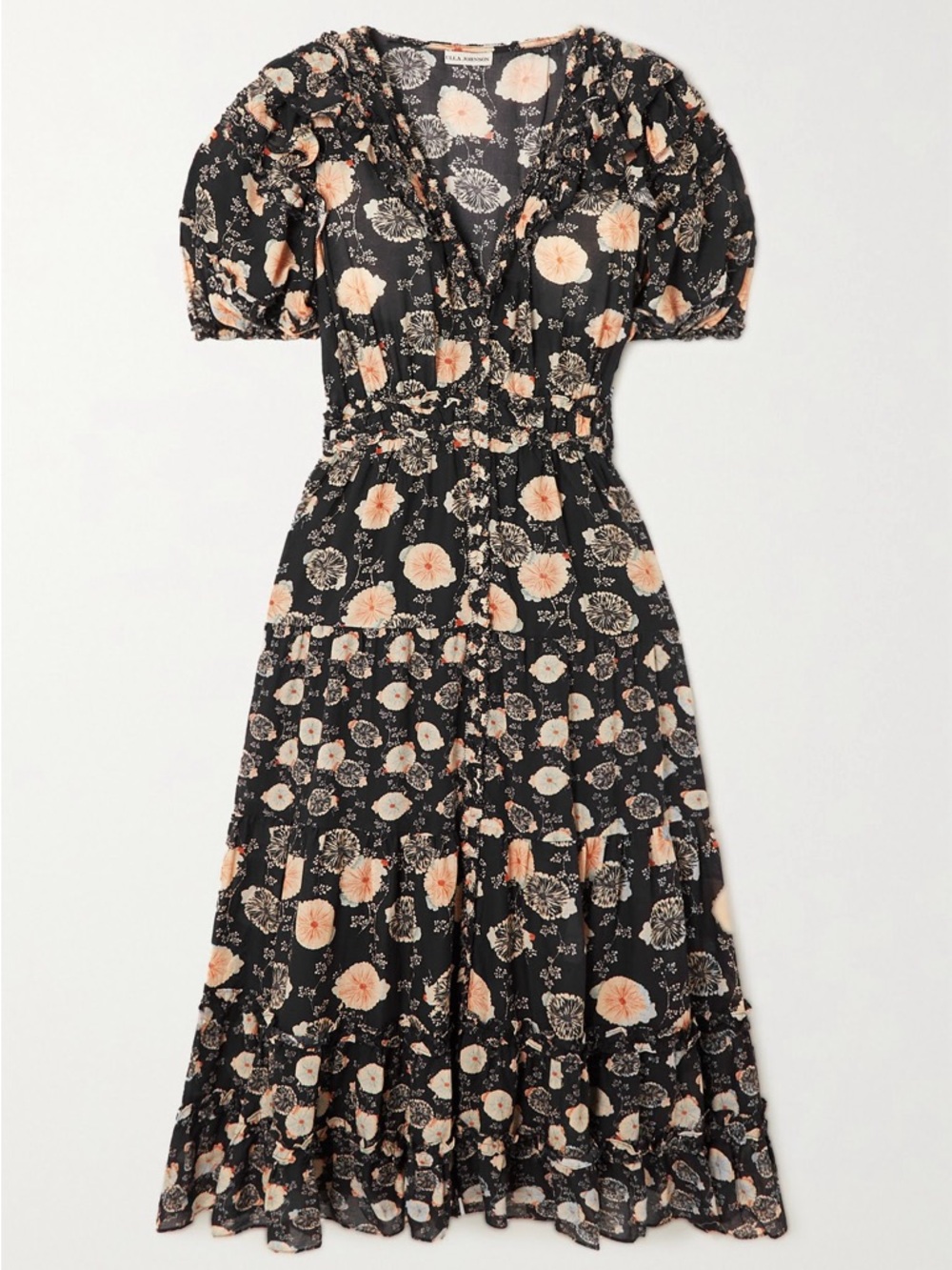 Ulla Johnson Black Floral Irvette Dress